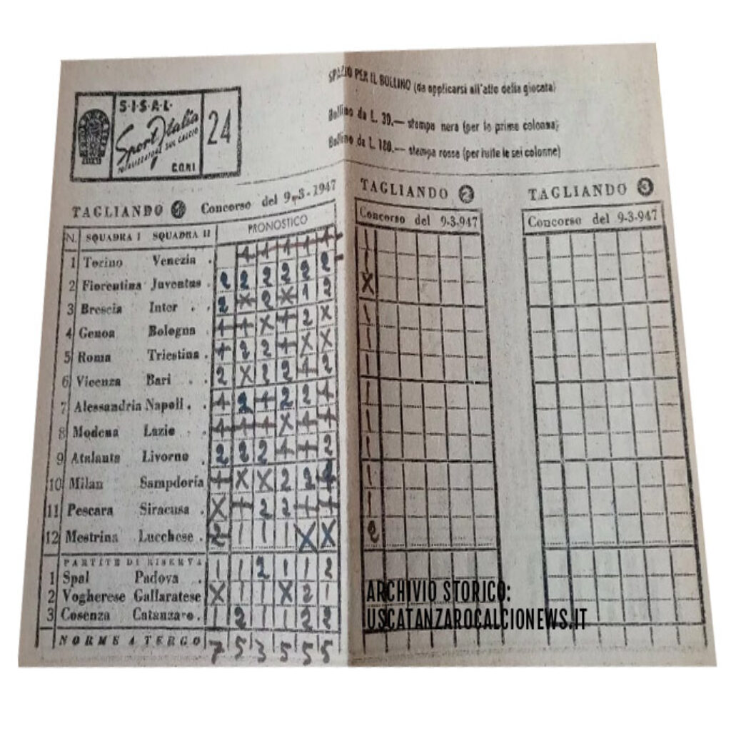 U.S. Catanzaro accadde oggi: 9 marzo 1947 Cosenza-Catanzaro il primo derby in schedina 1 9 marzo 1947 Schedina Cosenza Catanzaro U.S. Catanzaro accadde oggi: 9 marzo 1947 Cosenza-Catanzaro il primo derby in schedina