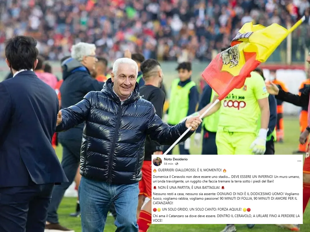 Catanzaro-Bari, Desiderio Noto: “Voglio un Ceravolo travolgente, deve essere il dodicesimo uomo in campo” 1 desiderio noto Catanzaro-Bari, Desiderio Noto: “Voglio un Ceravolo travolgente, deve essere il dodicesimo uomo in campo”